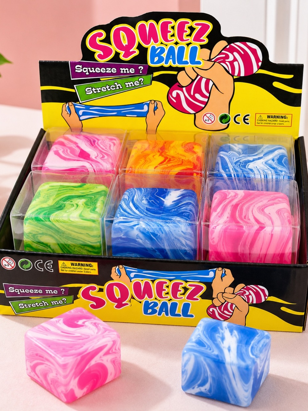 Kids Squishy Puzzle Toy - Pink, Blue, Green, Orange 12 pieces